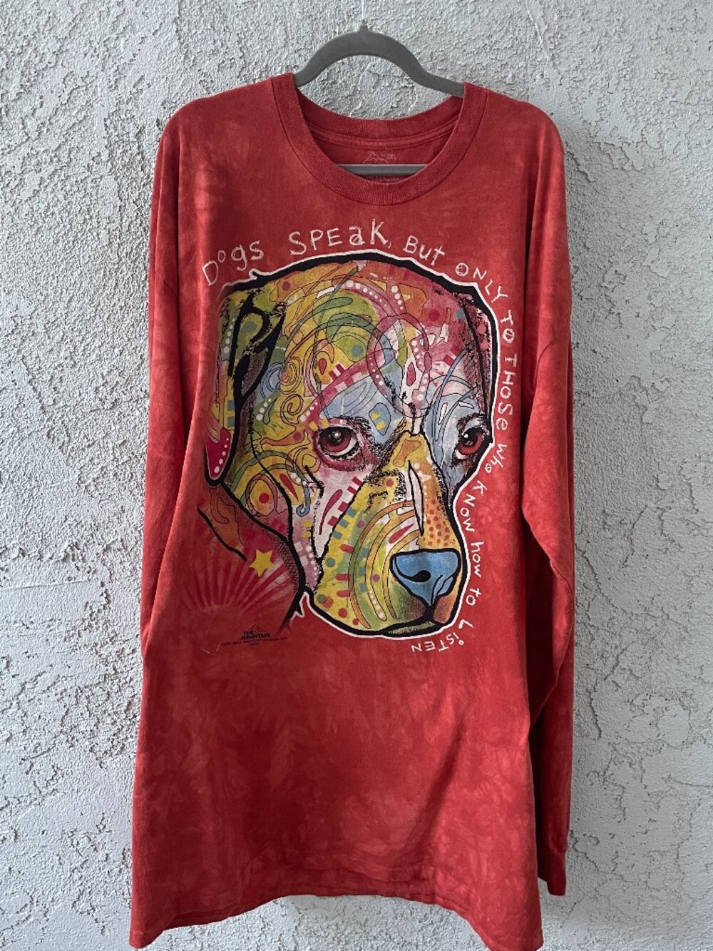 The Mountain Dog T Shirt Mens 3XL Red Tie Dye Long Sleeve Graphic Art Cotton